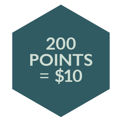 200 points equals 10 dollars